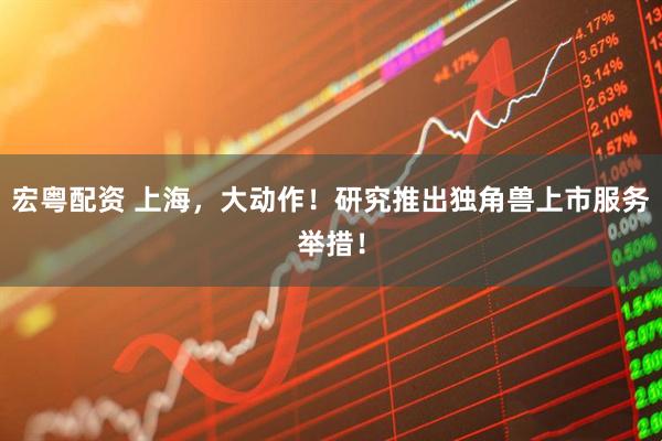 宏粤配资 上海，大动作！研究推出独角兽上市服务举措！